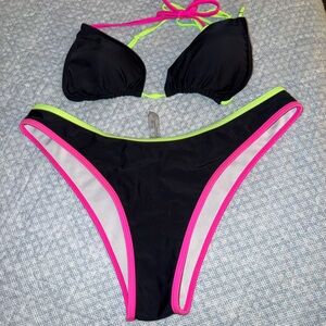 SHEIN Black Bikini with Neon Accents